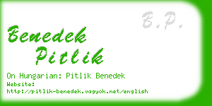 benedek pitlik business card